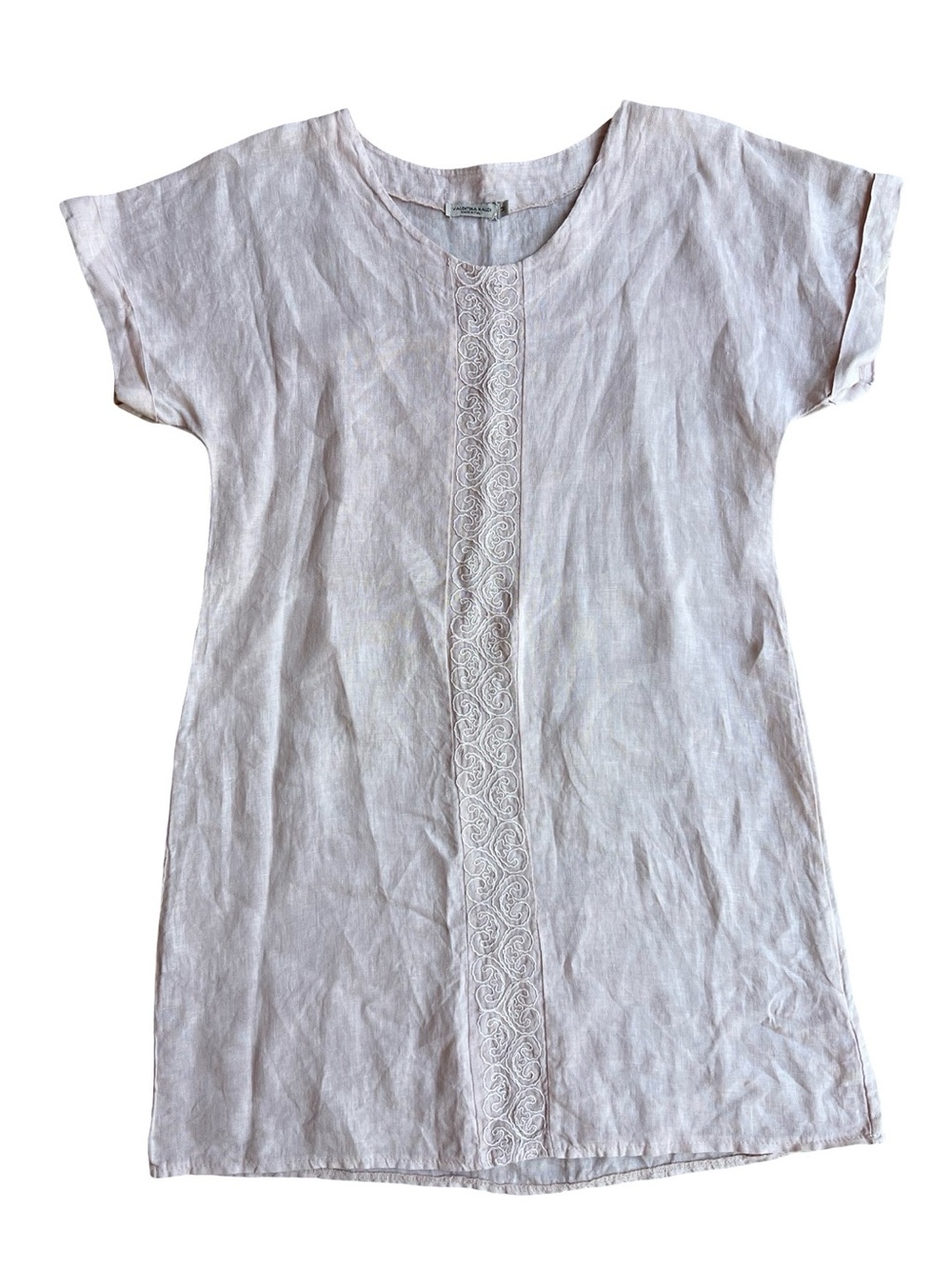 Valentina Naldi Blush Tunic/ Dress Sz M 100% Linen Embroidered Front Italy Boho - Picture 8 of 12